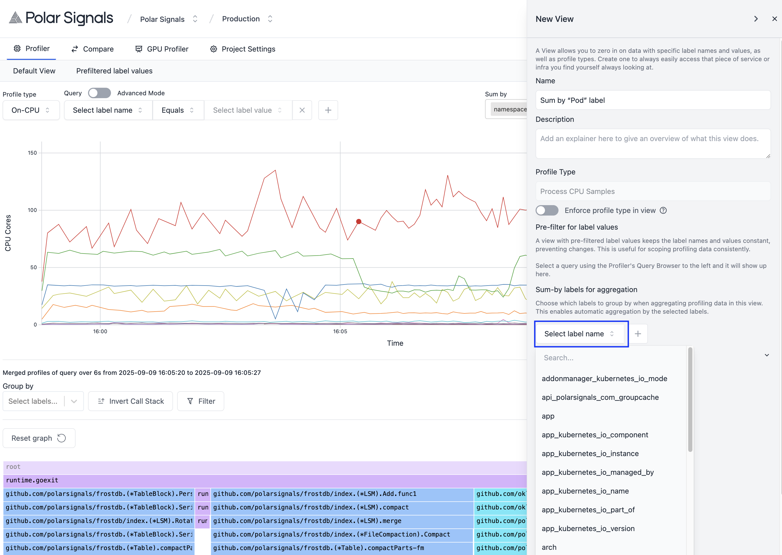 Sum-by labels for aggregation